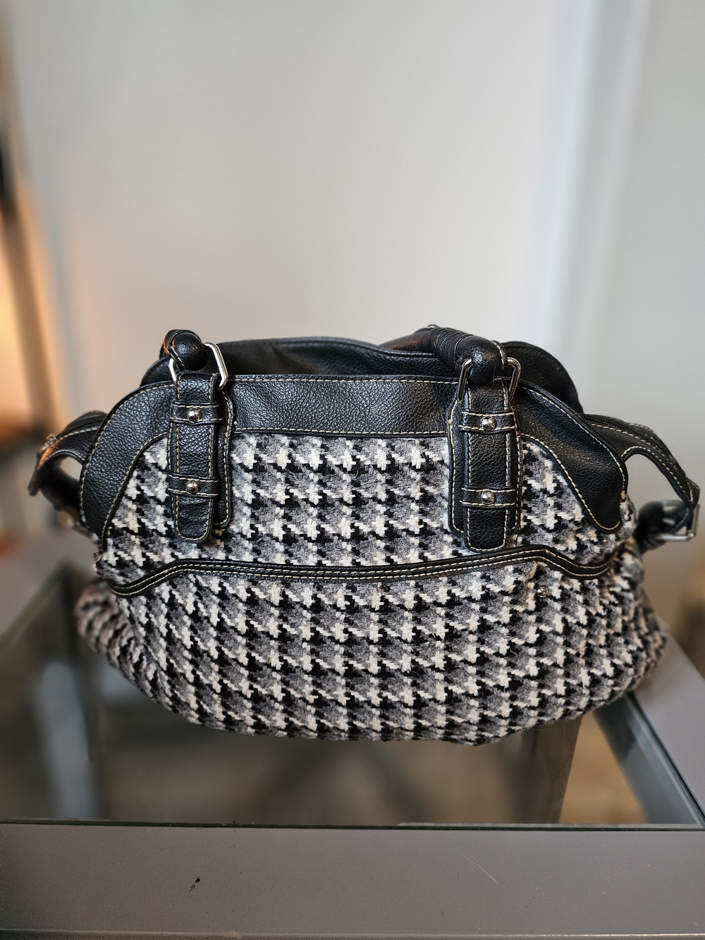 Rosetti Black White Houndstooth Satchel Shoulder Bag Y2K